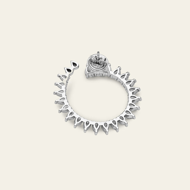 White Gold Pear Shape Diamond Circle Stud Earrings - View 4