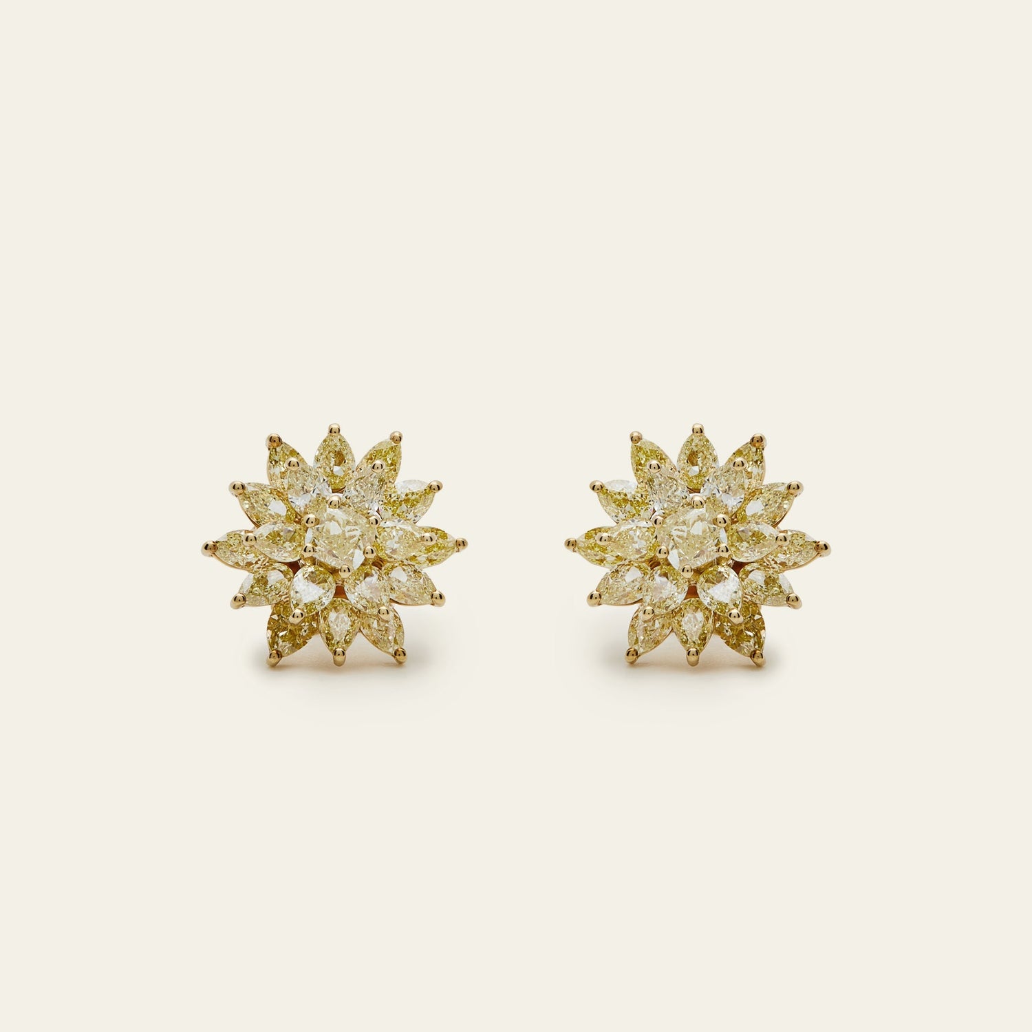 Yellow Diamond Dahlia Earrings - View 3