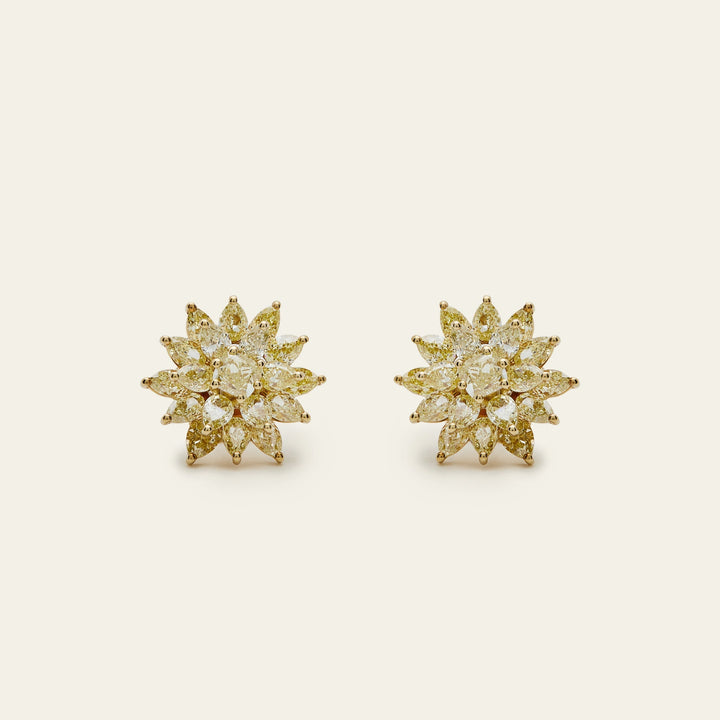 Yellow Diamond Dahlia Earrings - View 3