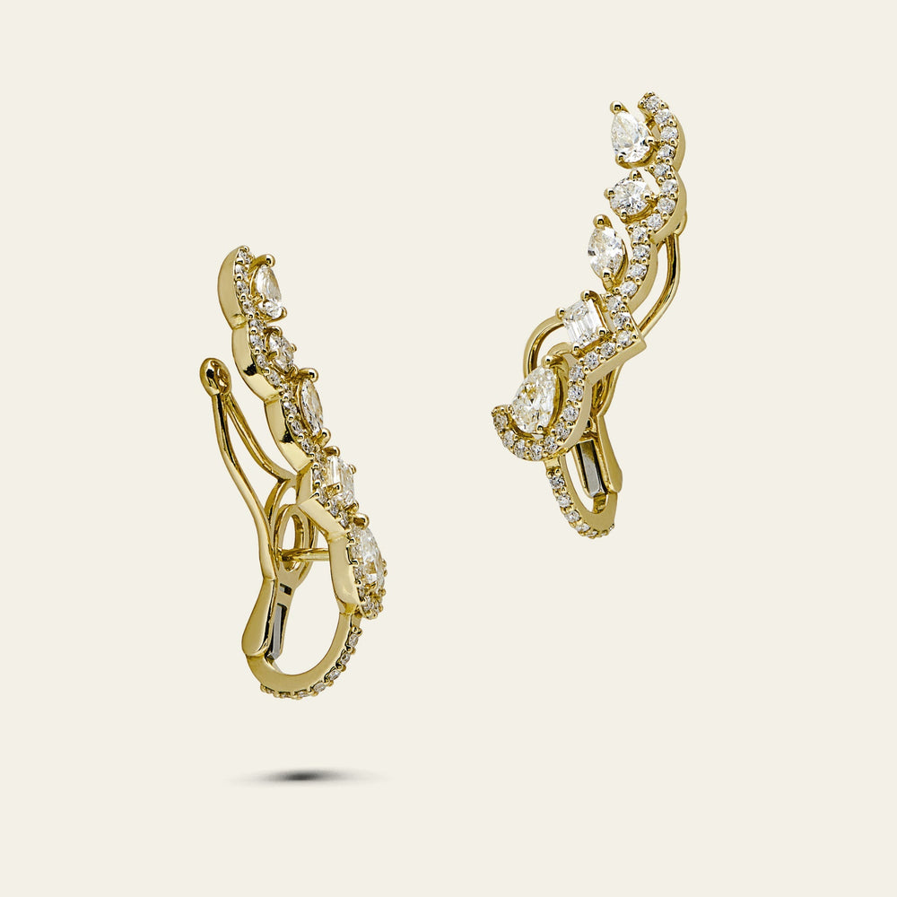 Fancy-Shaped Yellow Diamond Earrings - View 3