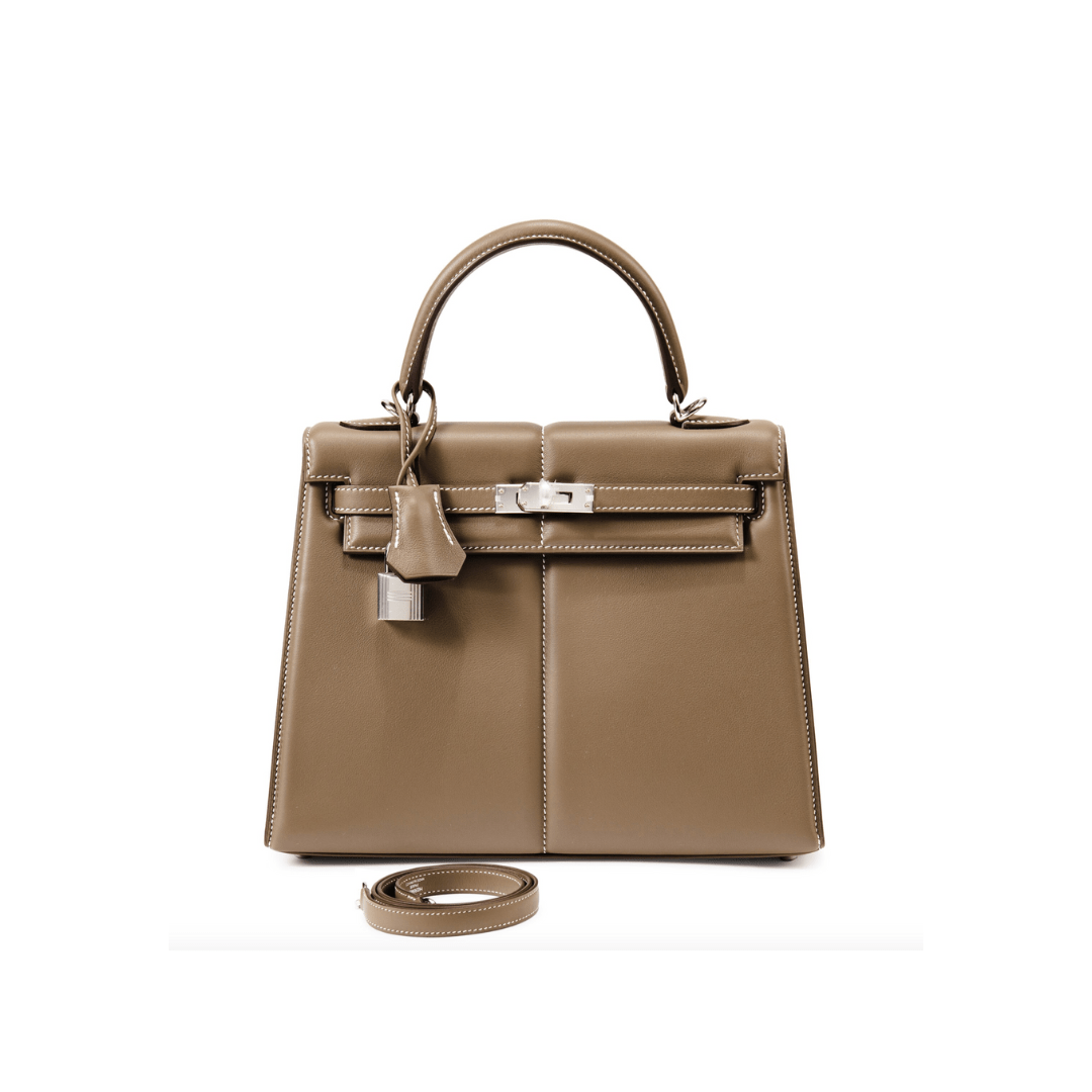 Hermès Kelly 25 Etoupe Swift Padded Palladium Hardware - View 7