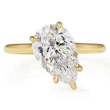 Pear Diamond Cut Two Tone Solitaire Ring