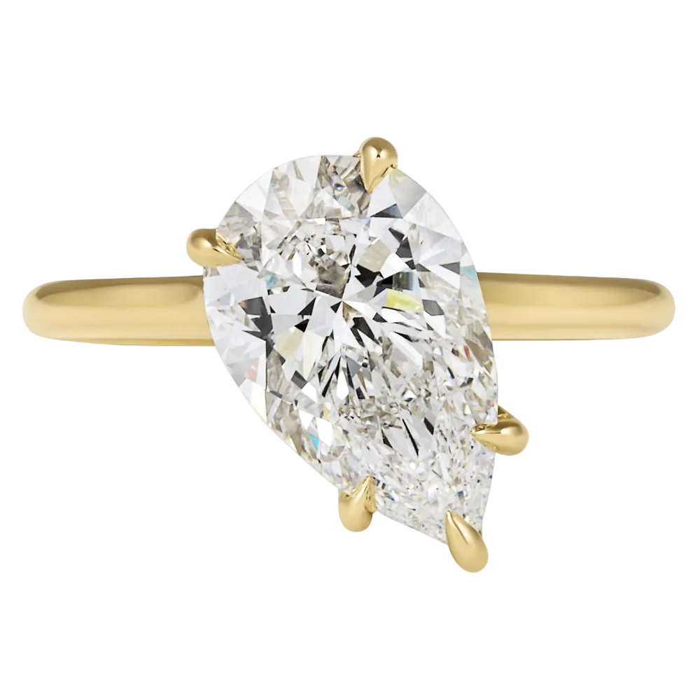 Slanted Pear Shape Diamond Solitaire