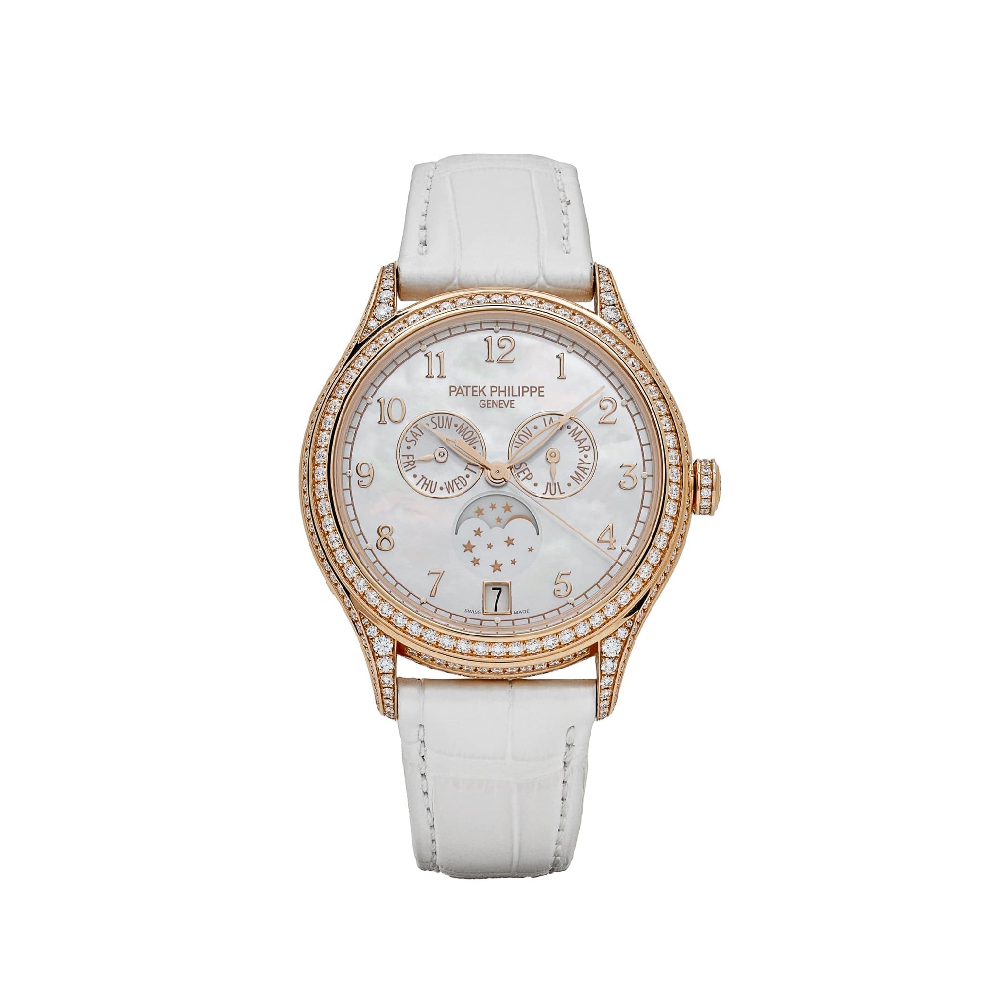 Patek Philippe Complications 4948R-001 Annual Calendar Moon Phases Rose Gold Mother-of-Pearl Dial Diamond Bezel (2022) - View 4