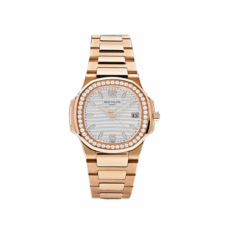 Patek Philippe Nautilus 7010/1R-011 'Ladies' Cuarzo Oro Rosa Bisel de Diamantes