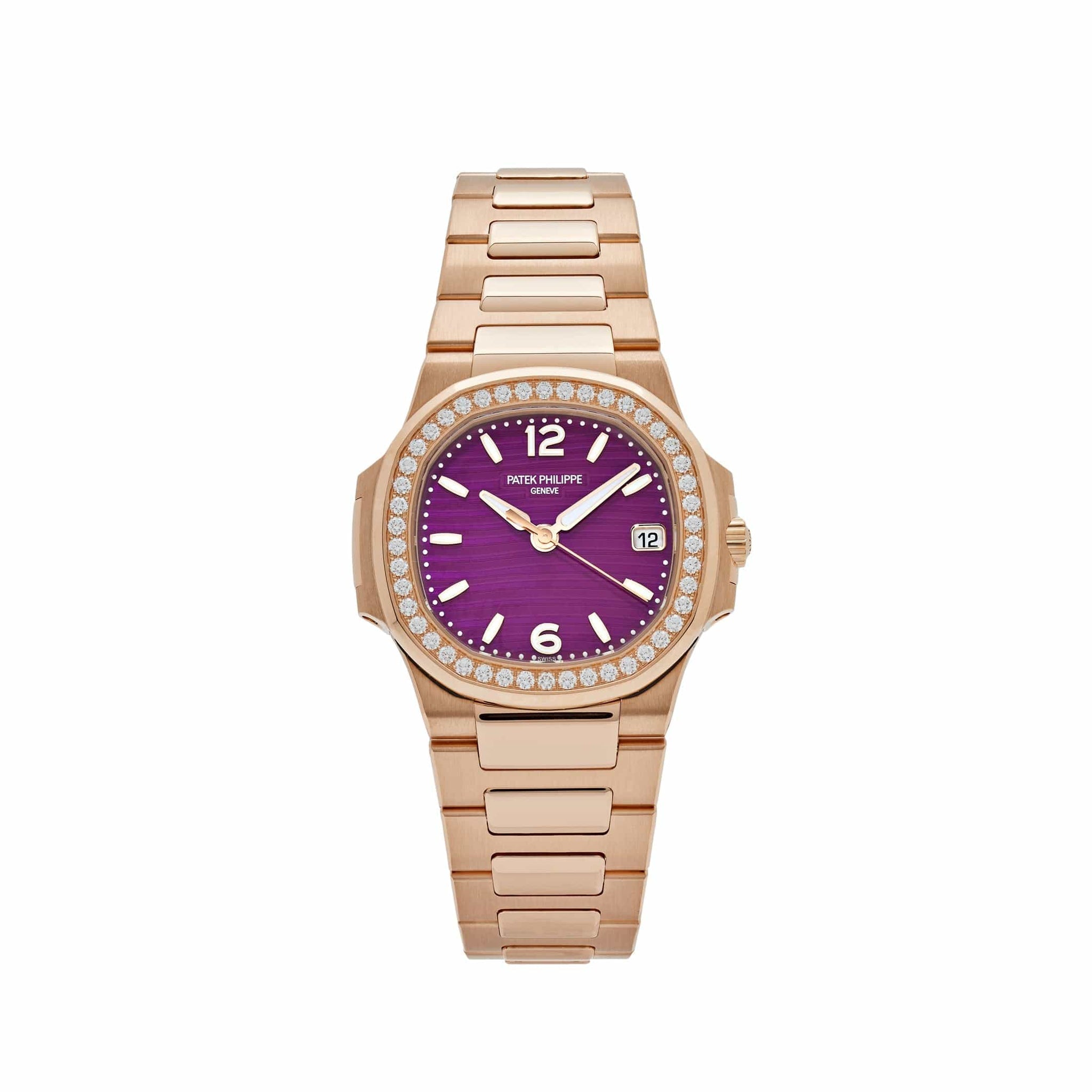 Patek Philippe Nautilus 7010/1R-013 'Ladies' Quartz Rose Gold Purple Diamond Bezel (2024) - View 8