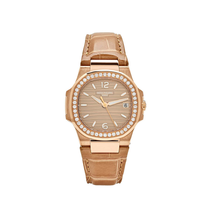 Patek Philippe Nautilus 7010R-012 Cuarzo "Dama" Oro Rosa Bisel de Diamantes