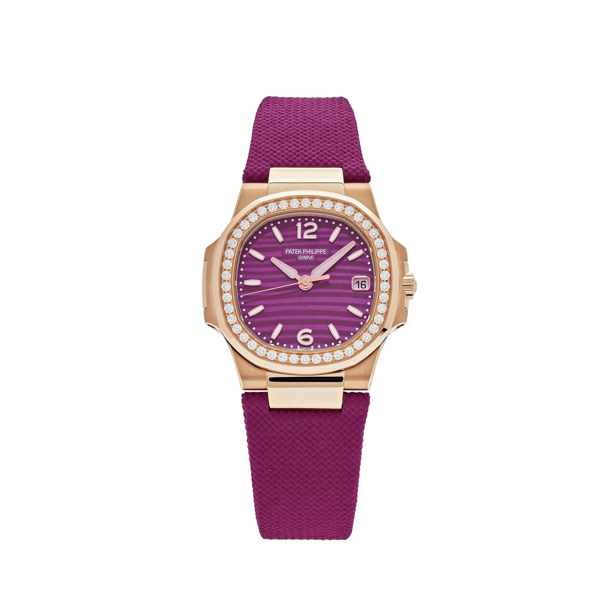 Patek Philippe Nautilus 7010R-013 'Ladies' Rose Gold Purple Dial Diamond Bezel (2024) - View 8