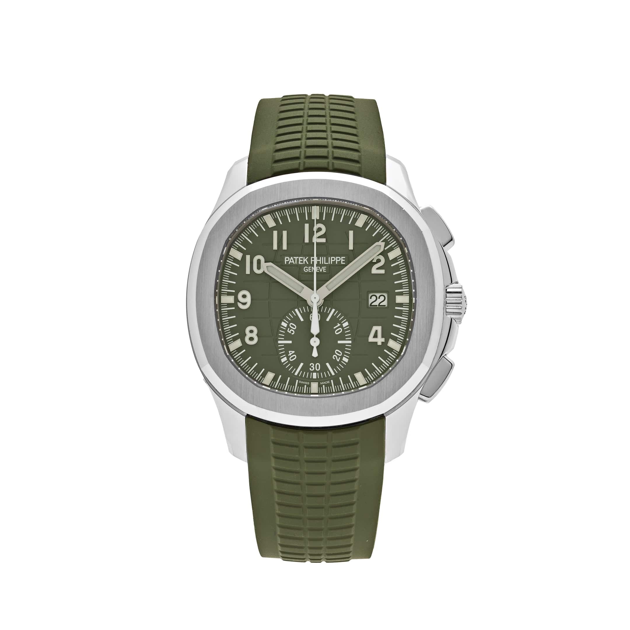 Patek Philippe Aquanaut 5968G-010 Chronograph White Gold Khaki Green Dial (2021) - View 12