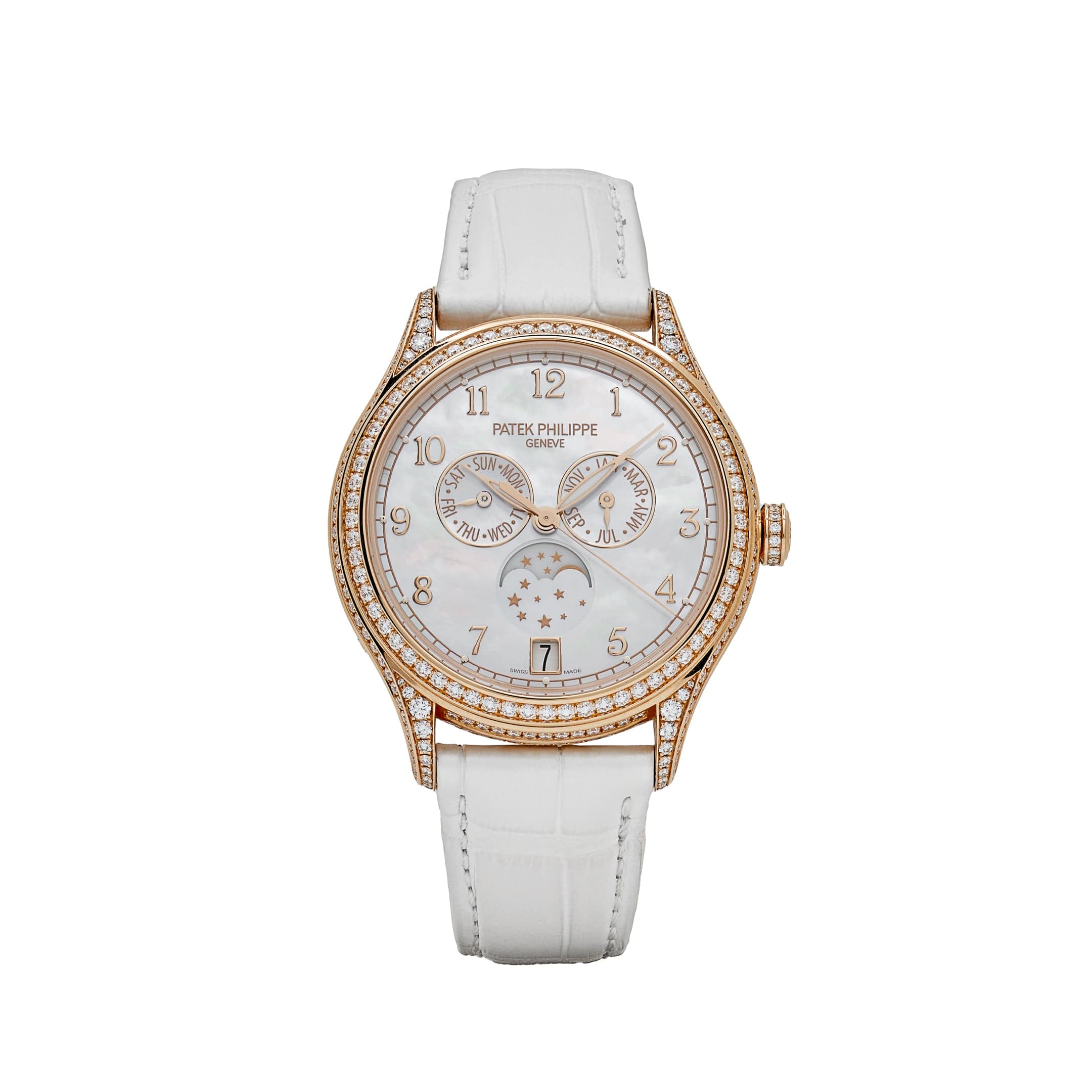 Patek Philippe Complications 4948R-001 Annual Calendar Moon Phases Rose Gold Mother-of-Pearl Dial Diamond Bezel (2022) - View 13