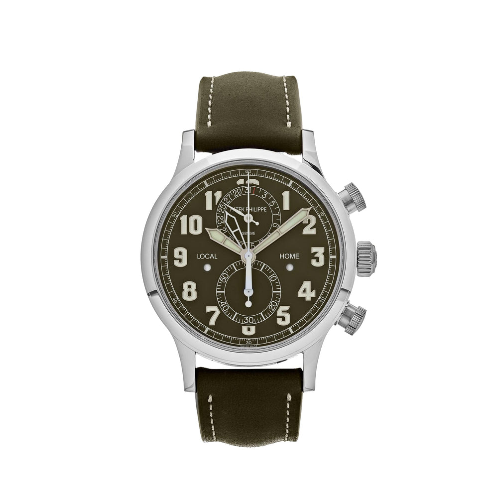 Patek Philippe Complications 5924G-010 Calatrava Travel Time Green Dial 'Pilot' Chronograph (2023) - View 13