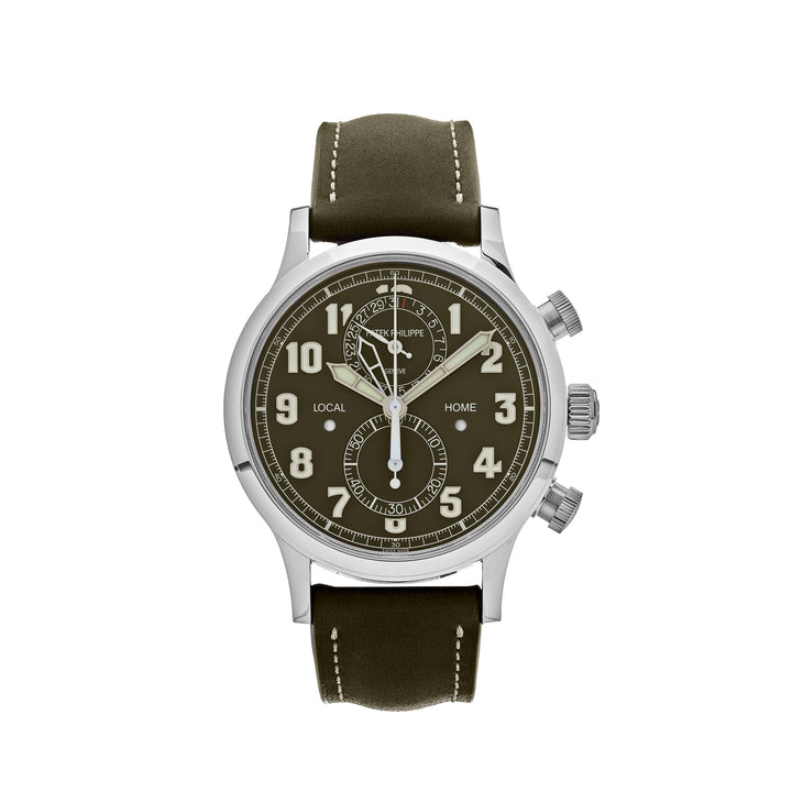 Patek Philippe Complications 5924G-010 Calatrava Travel Time Green Dial 'Pilot' Chronograph (2023) - View 13