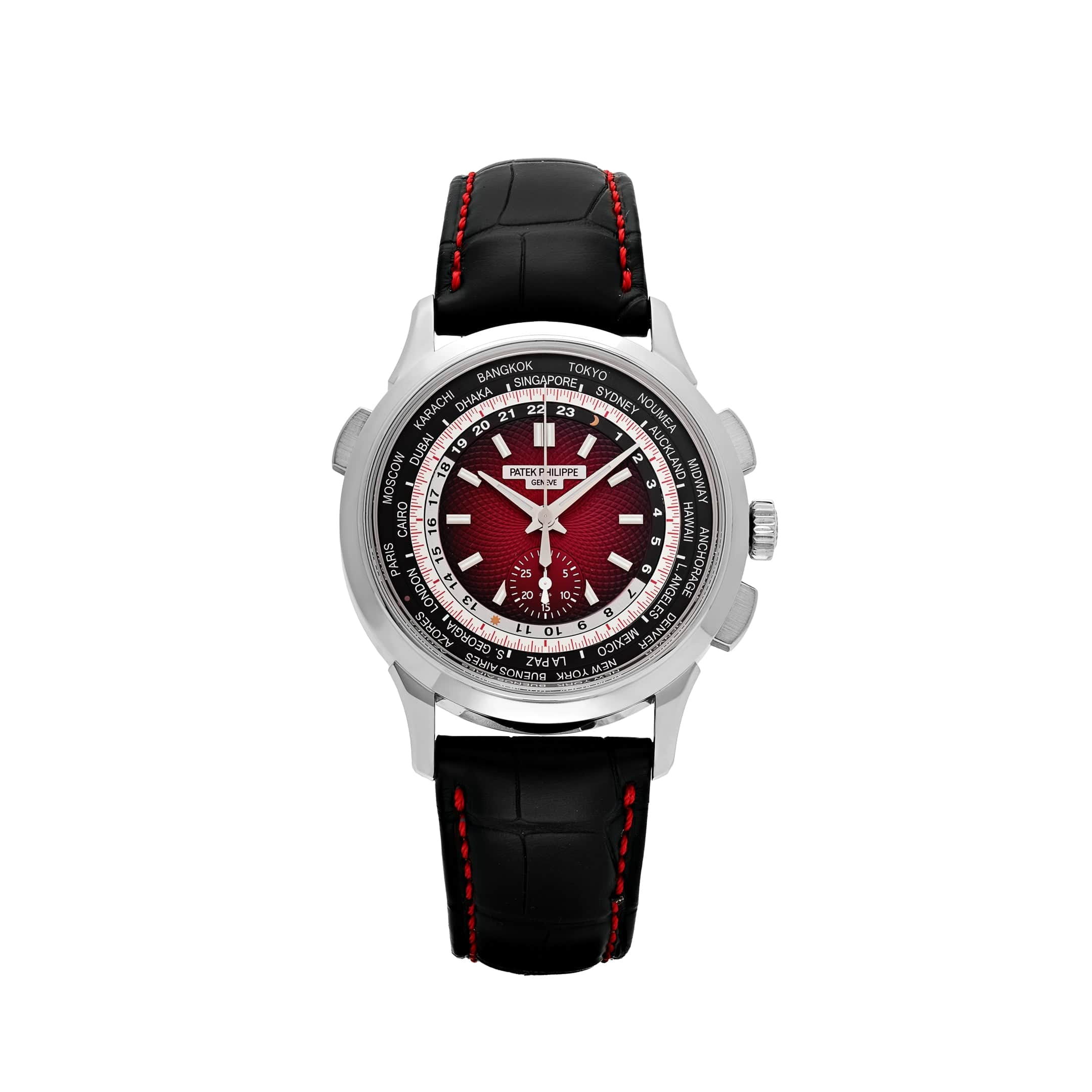 Patek Philippe Complications 5930G-011 ‘Singapore Edition’ World Time Flyback Chronograph White Gold Red Dial (2020) - View 13