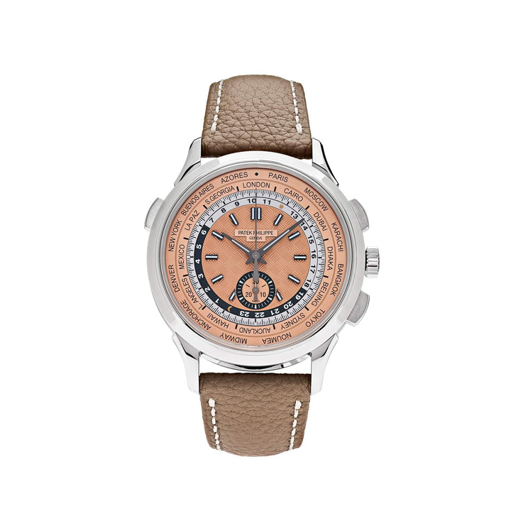 Patek Philippe Complications 5935A-001 World Time Chronograph Steel Opaline Carbon Motif Dial - View 6