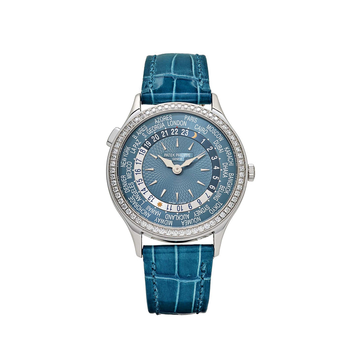 Patek Philippe Complications 7130G-016 Ladies World Time l White Gold Gray-Blue Dial lDiamond Bezel (2024) - View 13