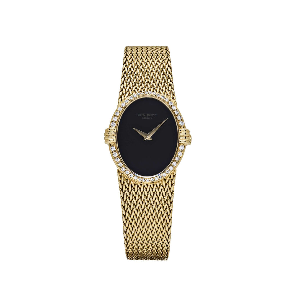 Patek Philippe Ellipse Vintage Yellow Gold Black Onyx Dial Diamond Bezel - View 13