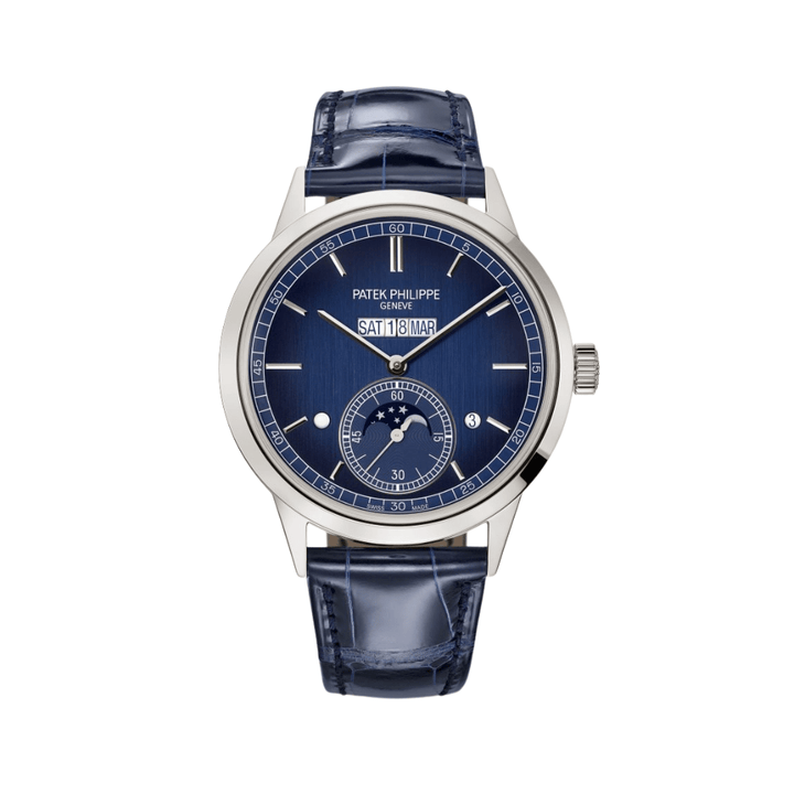 Patek Philippe Grand Complications 5236P-001 In-Line Perpetual Calendar Platinum Blue Dial - View 8