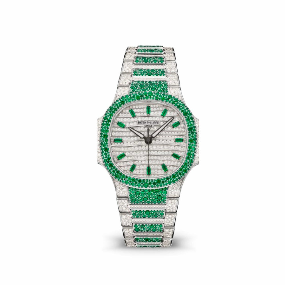 Patek Philippe Nautilus 7118/1453G 'Ladies Haute Joaillerie' White Gold Diamond Emerald Set - View 2
