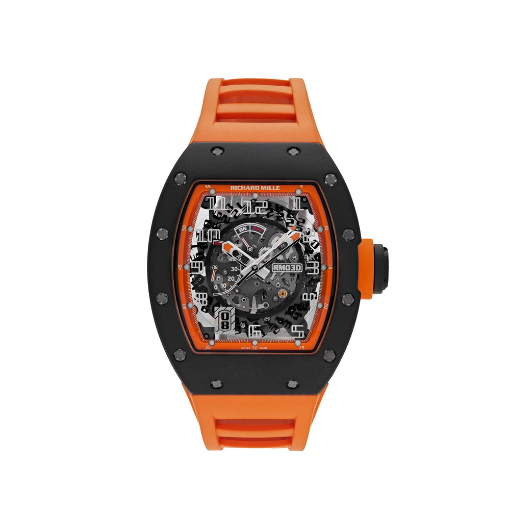 Richard Mille RM 030 Americas Black Carbon Orange Strap Limited Edition - View 4