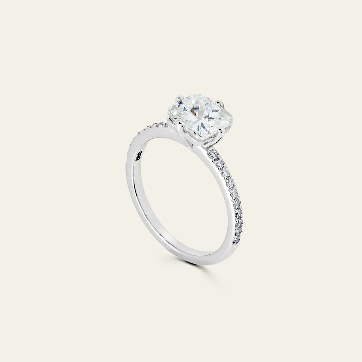 Cushion Cut Diamond White Gold Engagement Ring - View 3