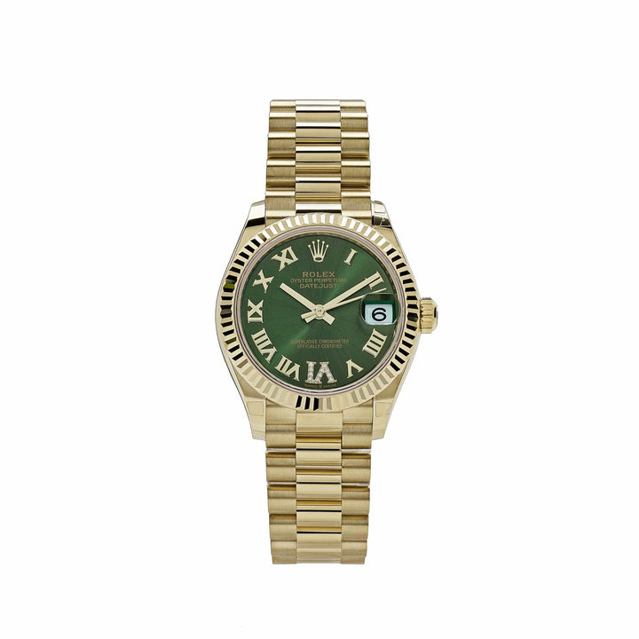 Rolex Datejust 278278 'Ladies' Yellow Gold Diamond Green Dial President (2023) - View 8