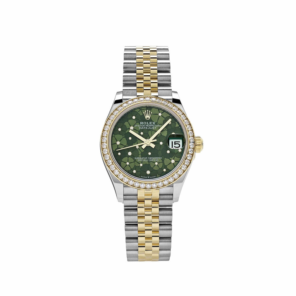 Rolex Datejust 278383RBR 'Ladies' Two-Toned Yellow Gold Stainless Steel Green Flower Dial - View 8