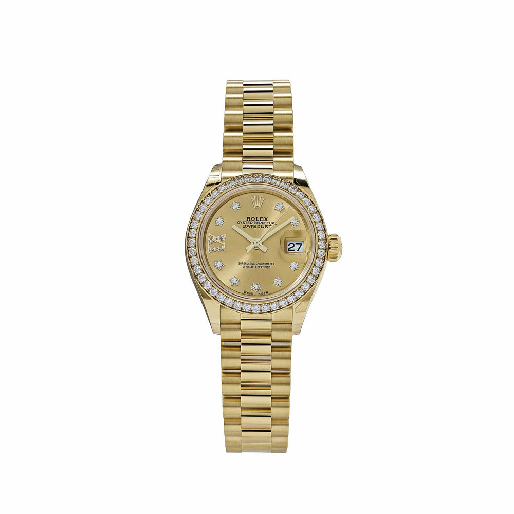Rolex Datejust 279138RBR 'Ladies' Yellow Gold Champagne Diamond Dial President (2022) - View 5