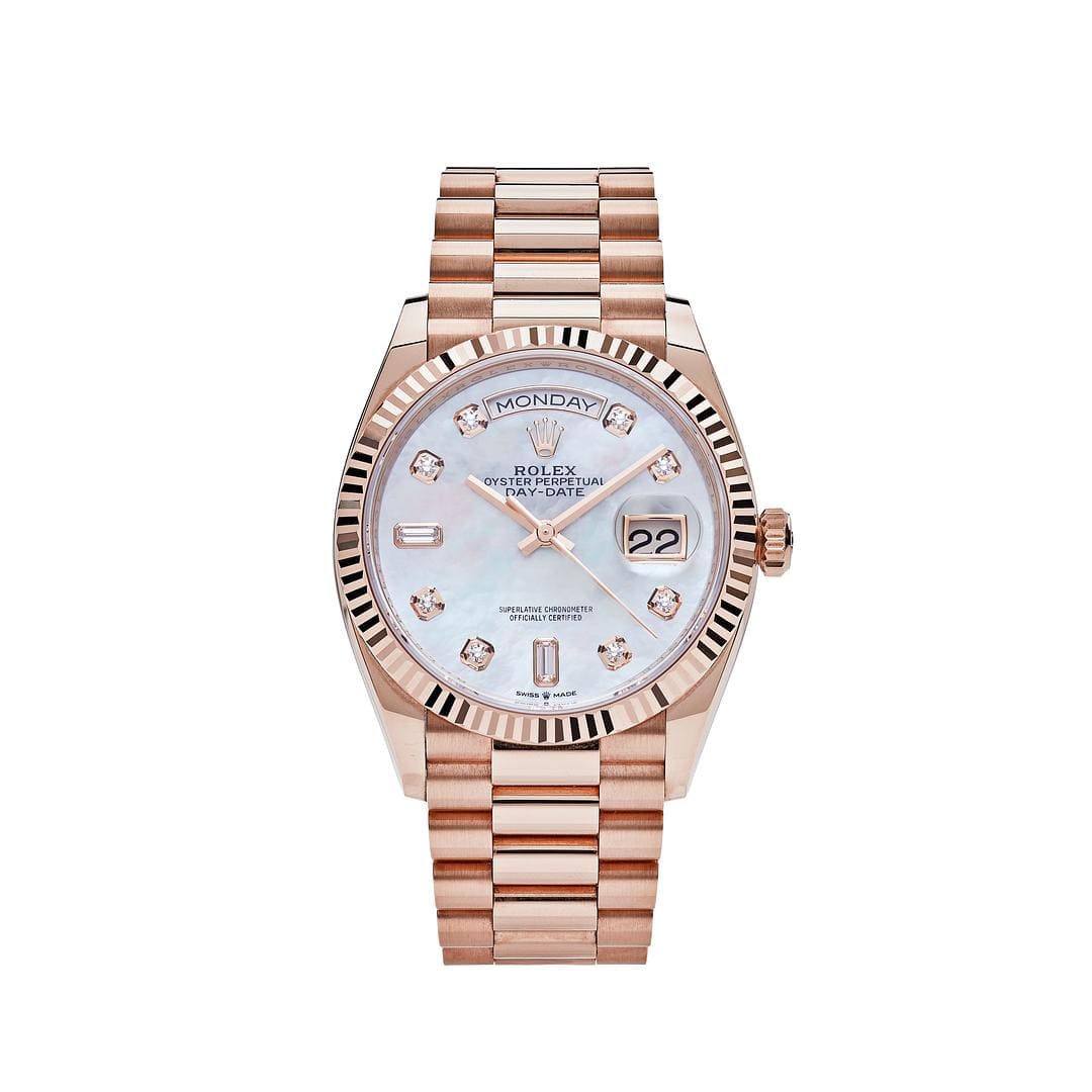 Rolex Day-Date 128235 Rose Gold Mother of Pearl Diamond Dial - View 7