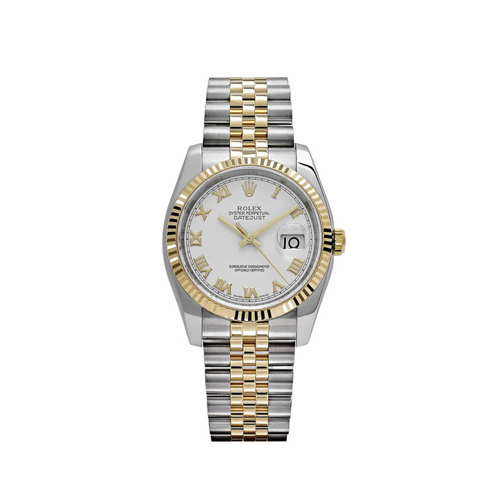 Rolex Datejust 116233 Yellow Gold Stainless Steel White Roman Dial Jubilee - View 13