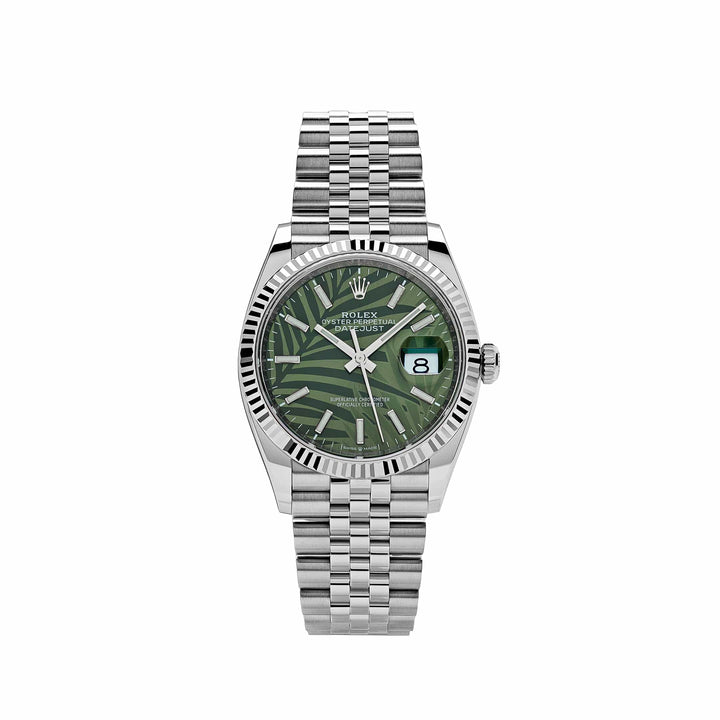 Rolex Datejust 126234 White Gold Stainless Steel Olive Green Palm Motif Dial - View 13