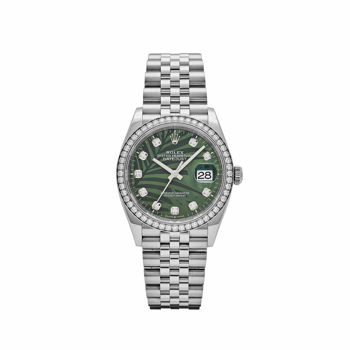 Rolex Datejust 126284RBR Stainless Steel Green Palm Frond Diamond Dial Diamond Bezel - View 13