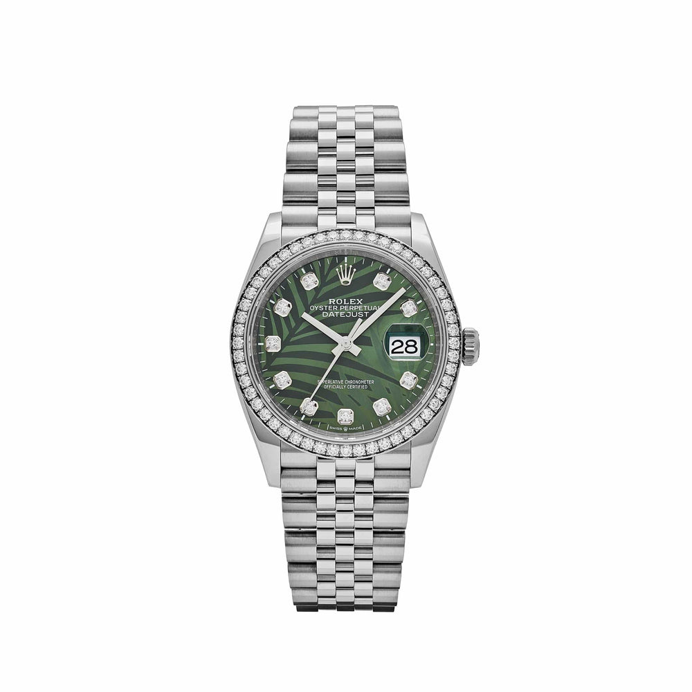 Rolex Datejust 126284RBR Stainless Steel Green Palm Frond Diamond Dial Diamond Bezel - View 13