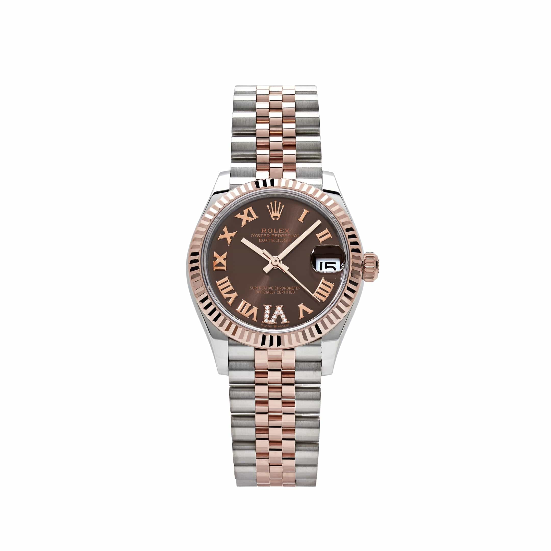 Rolex Datejust 278271 'Ladies' Rose Gold Stainless Steel Roman Chocolate Dial Jubilee (2024) - View 12