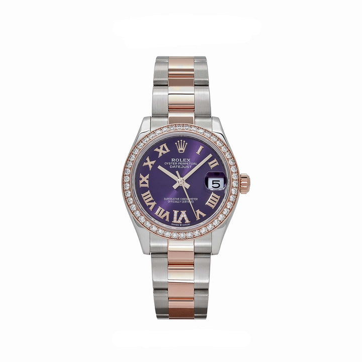 Rolex Datejust 278381RBR 'Ladies' Stainless Steel Rose Gold Aubergine Purple Dial Diamond Bezel Oyster (2022) - View 13