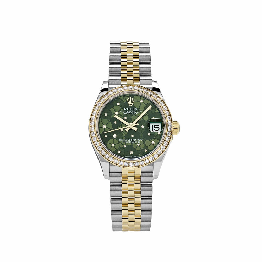 Rolex Datejust 278383RBR 'Ladies' Two-Toned Yellow Gold Stainless Steel Green Flower Dial - View 12