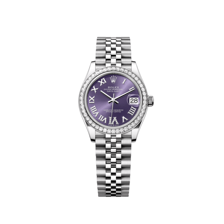 Rolex Datejust 278384RBR 'Ladies' Stainless Steel Diamond Bezel Violet Roman Dial Jubilee - View 13