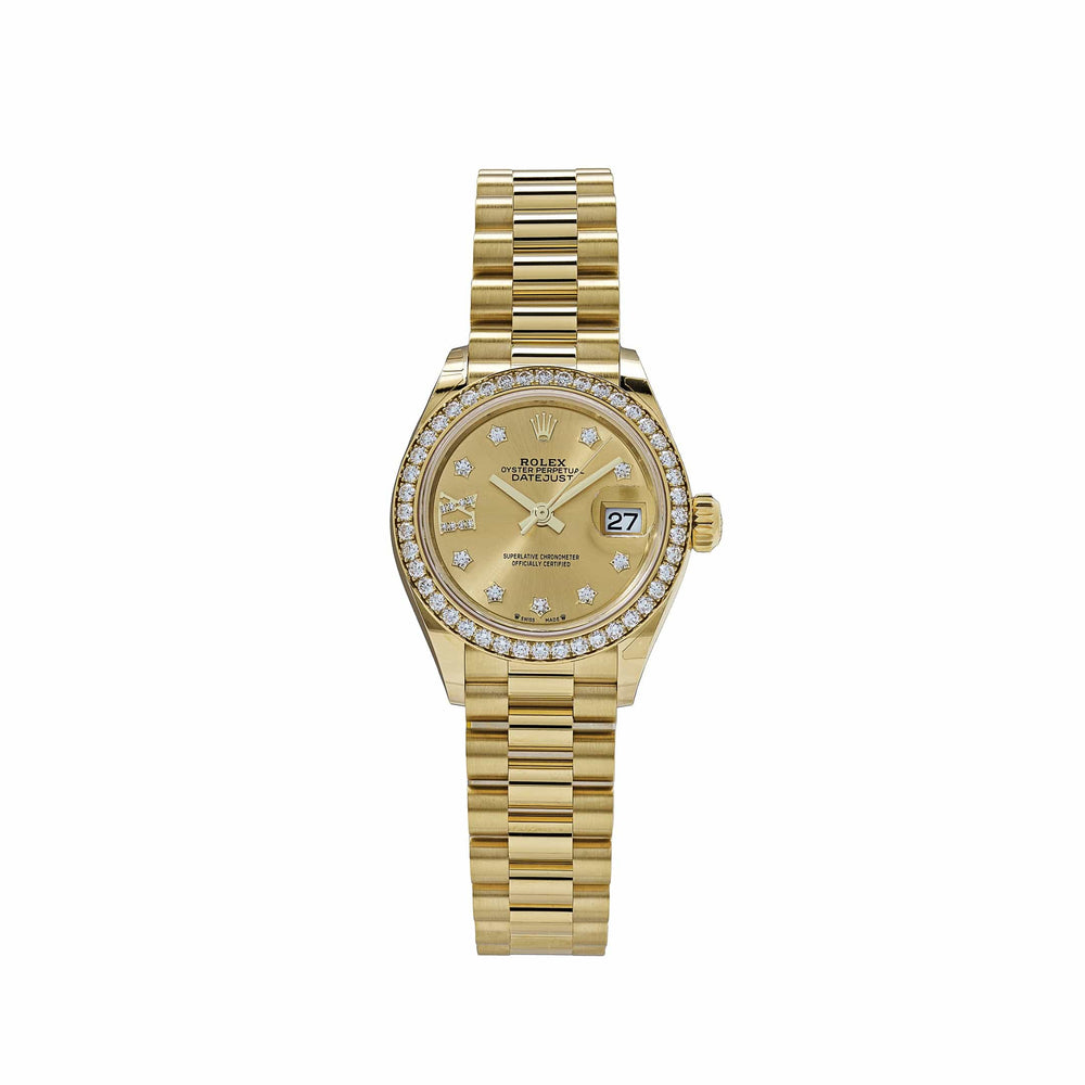Rolex Datejust 279138RBR 'Ladies' Yellow Gold Champagne Diamond Dial President (2022) - View 12