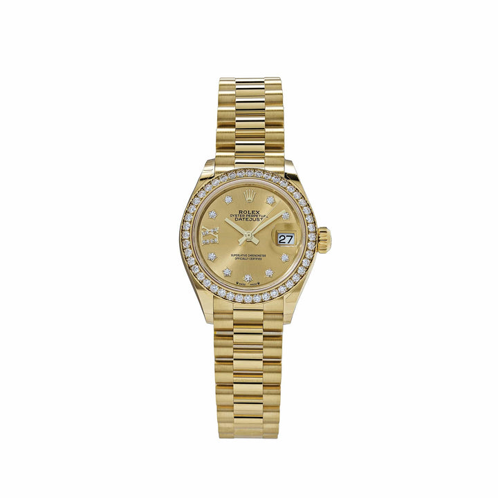 Rolex Datejust 279138RBR 'Ladies' Yellow Gold Champagne Diamond Dial President (2022) - View 12
