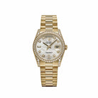 Rolex Day-Date 118388 Yellow Gold White Mother of Pearl Dial Diamond Bezel (2008) - View 13