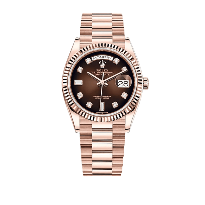 Rolex Day-Date 128235 Rose Gold Brown Diamond Dial - View 2
