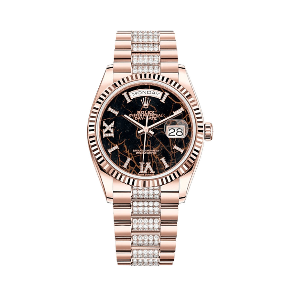Rolex Day-Date 128235 Rose Gold Eisenkiesel Diamond Dial - View 2