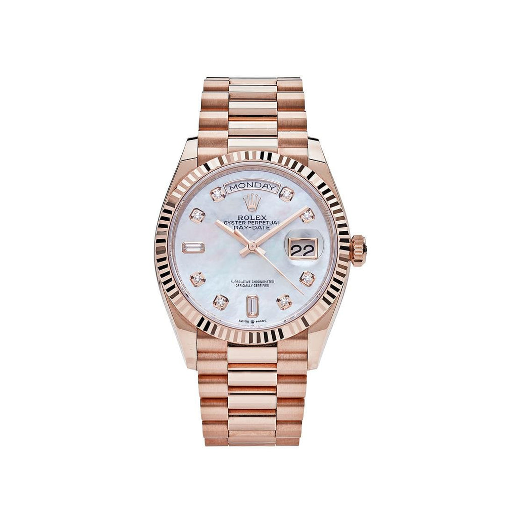 Rolex Day-Date 128235 Rose Gold Mother of Pearl Diamond Dial - View 13