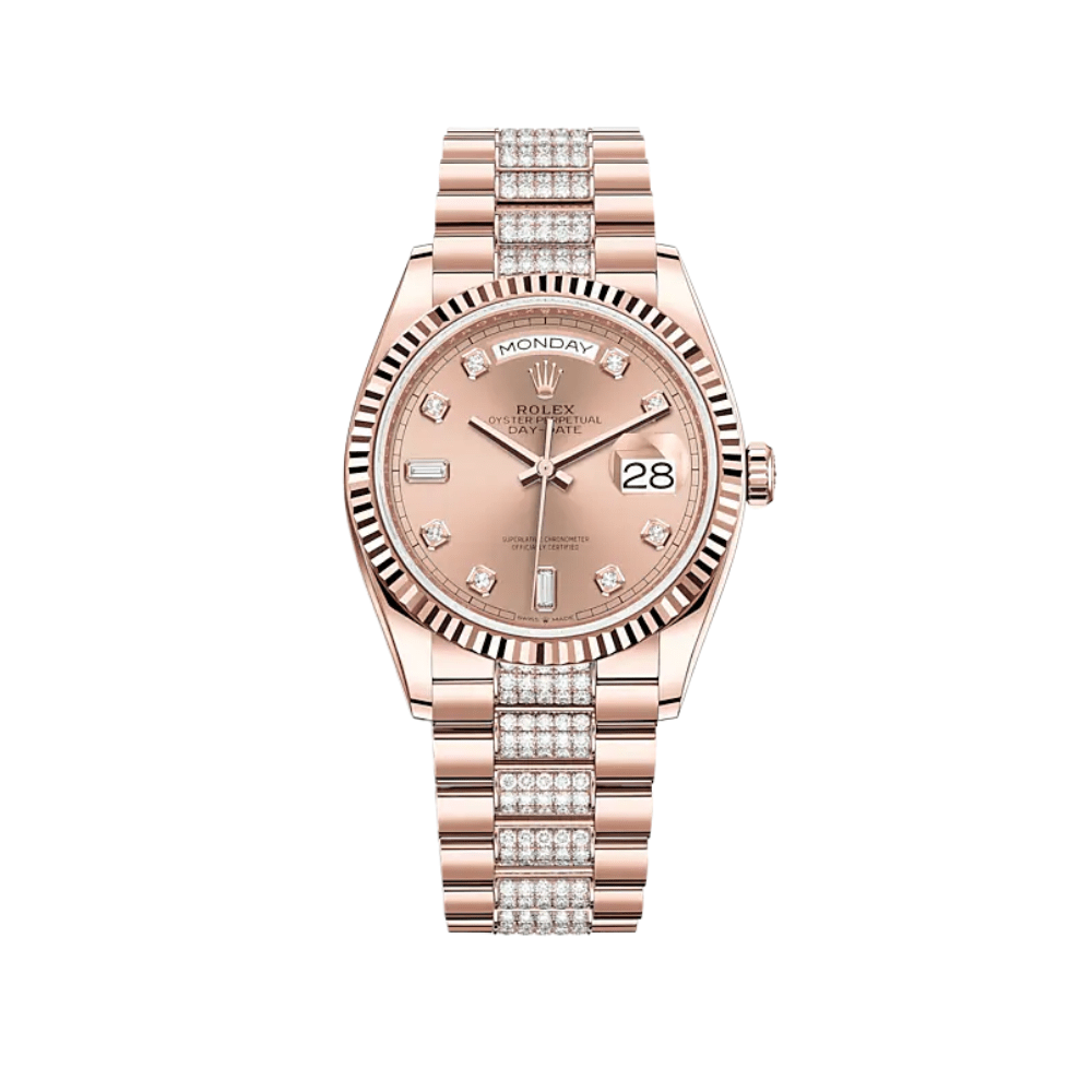 Rolex Day-Date 128235 Rose Gold Rosé Diamond Dial - View 2