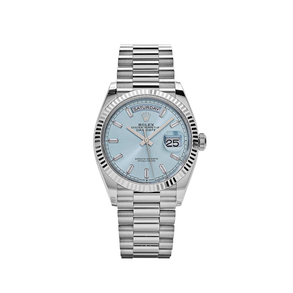 Rolex Day-Date 128236 Platinum Ice Blue Baguette Dial - View 12