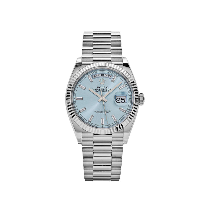 Rolex Day-Date 128236 Platinum Ice Blue Baguette Dial - View 12