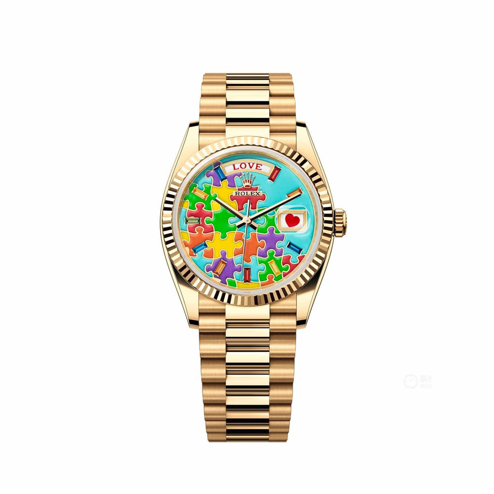 Rolex Day-Date 128238-0106 'Emoji Puzzle' Yellow Gold - View 2