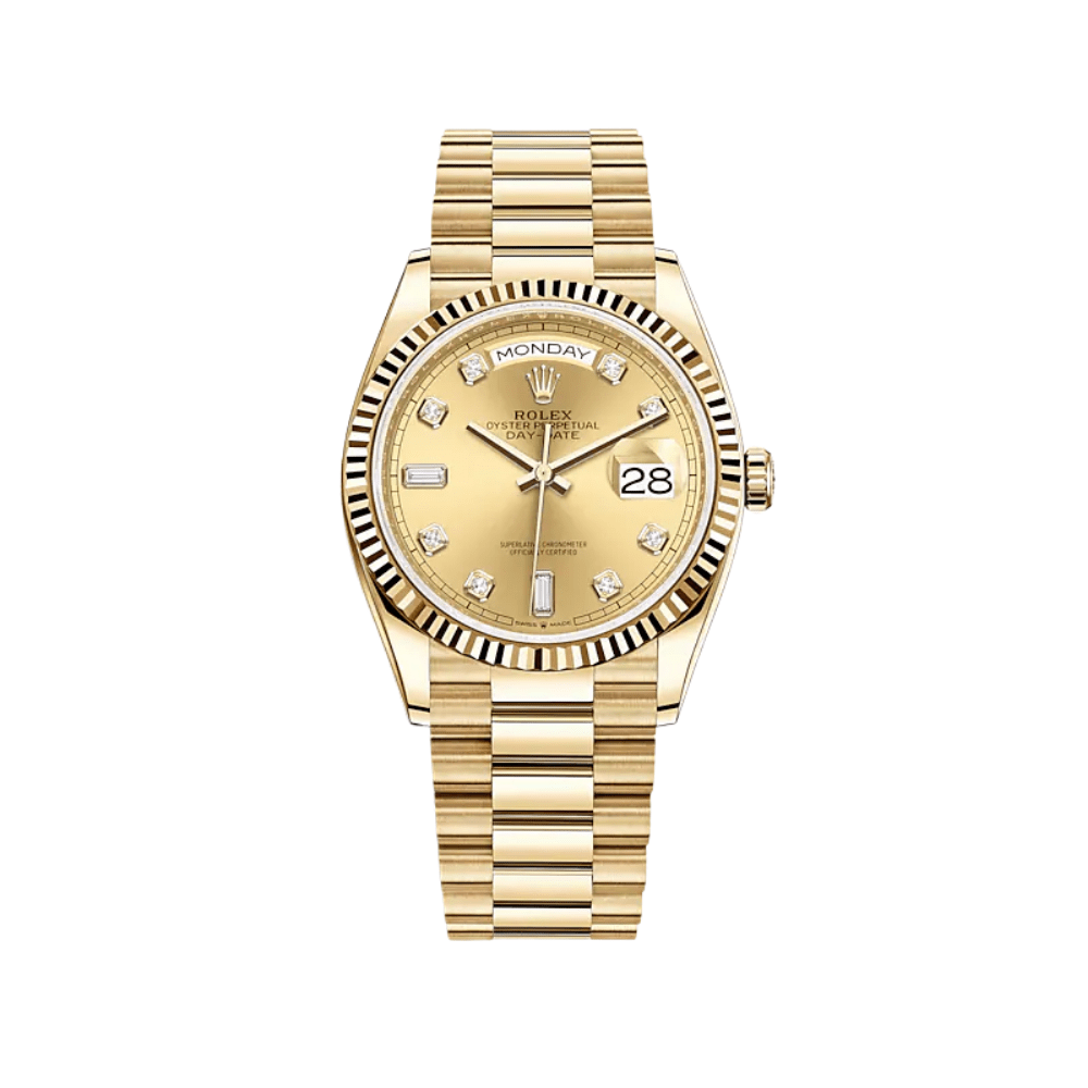 Rolex Day-Date 128238 Yellow Gold Champagne Diamond Dial - View 2