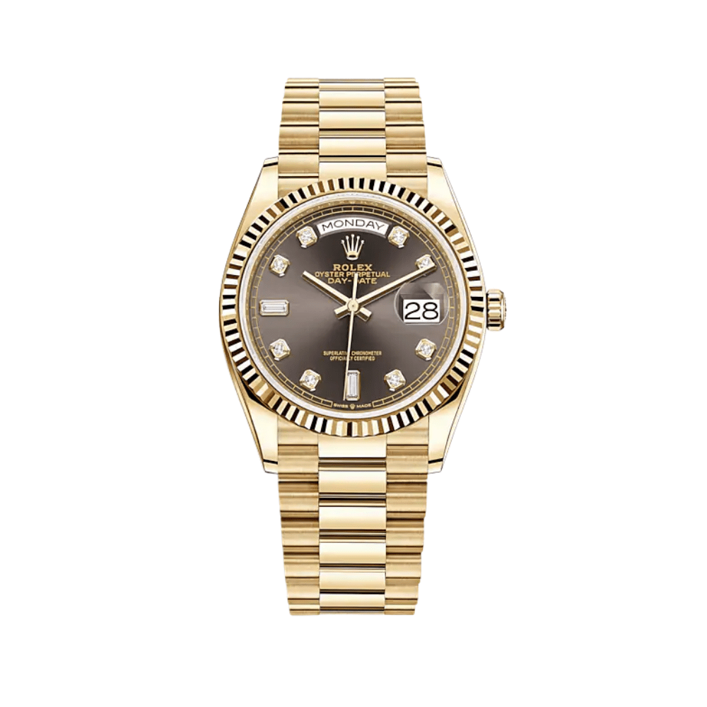 Rolex Day-Date 128238 Yellow Gold Dark Grey Diamond Dial - View 2