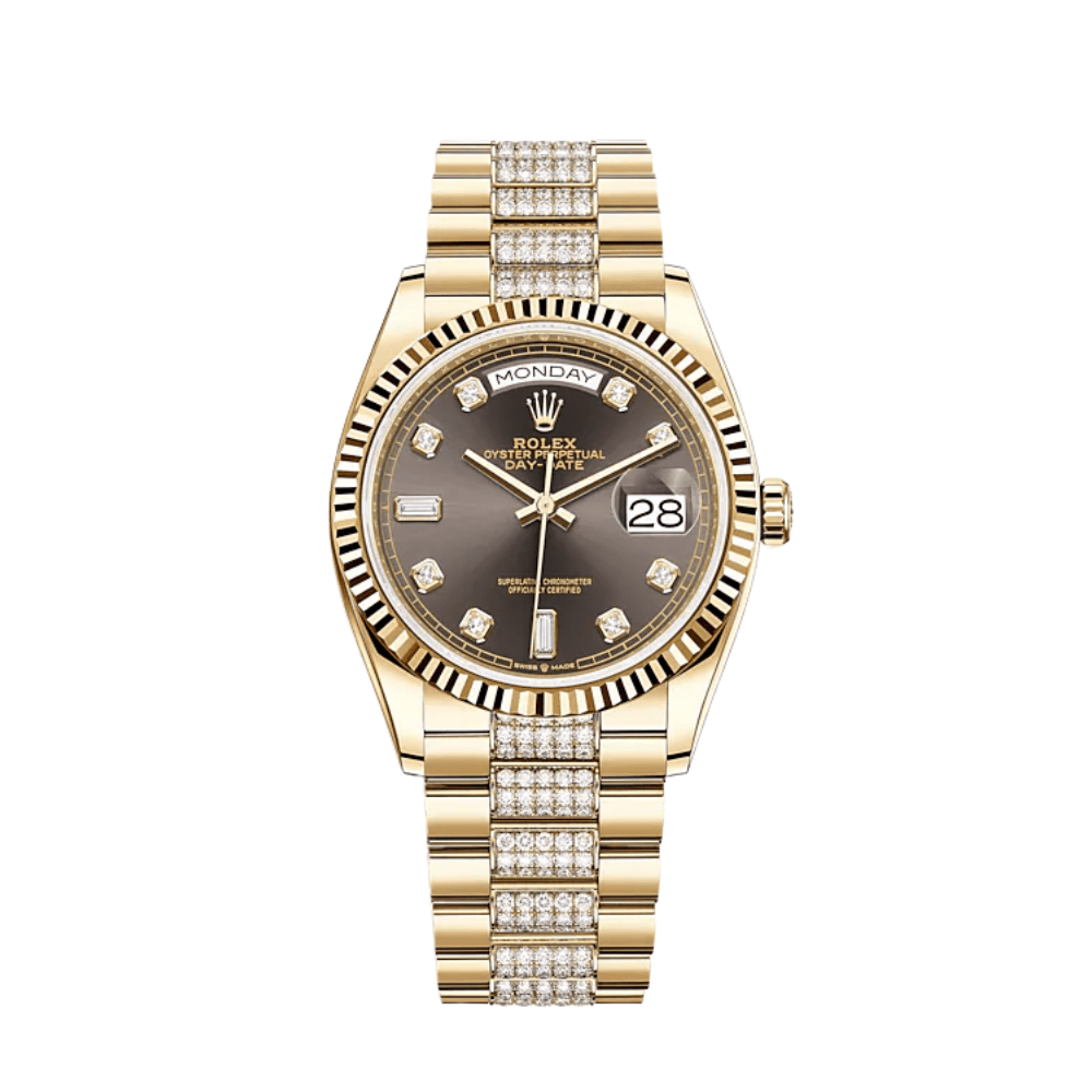 Rolex Day-Date 128238 Yellow Gold Grey Diamond Dial - View 2