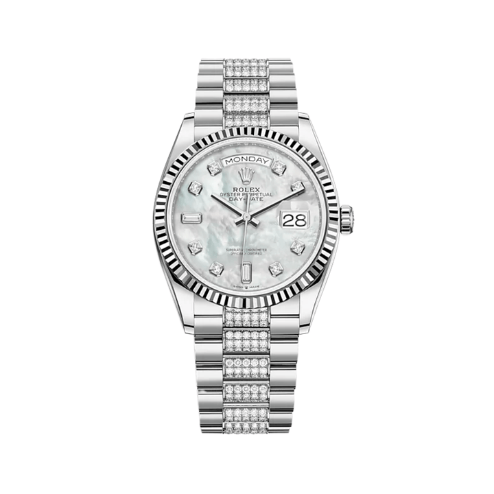 Rolex Day-Date 128239 White Gold MOP Diamond Dial - View 2